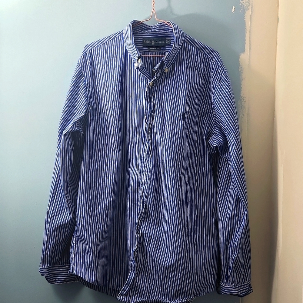 Ralph Lauren blue and white striped button up
